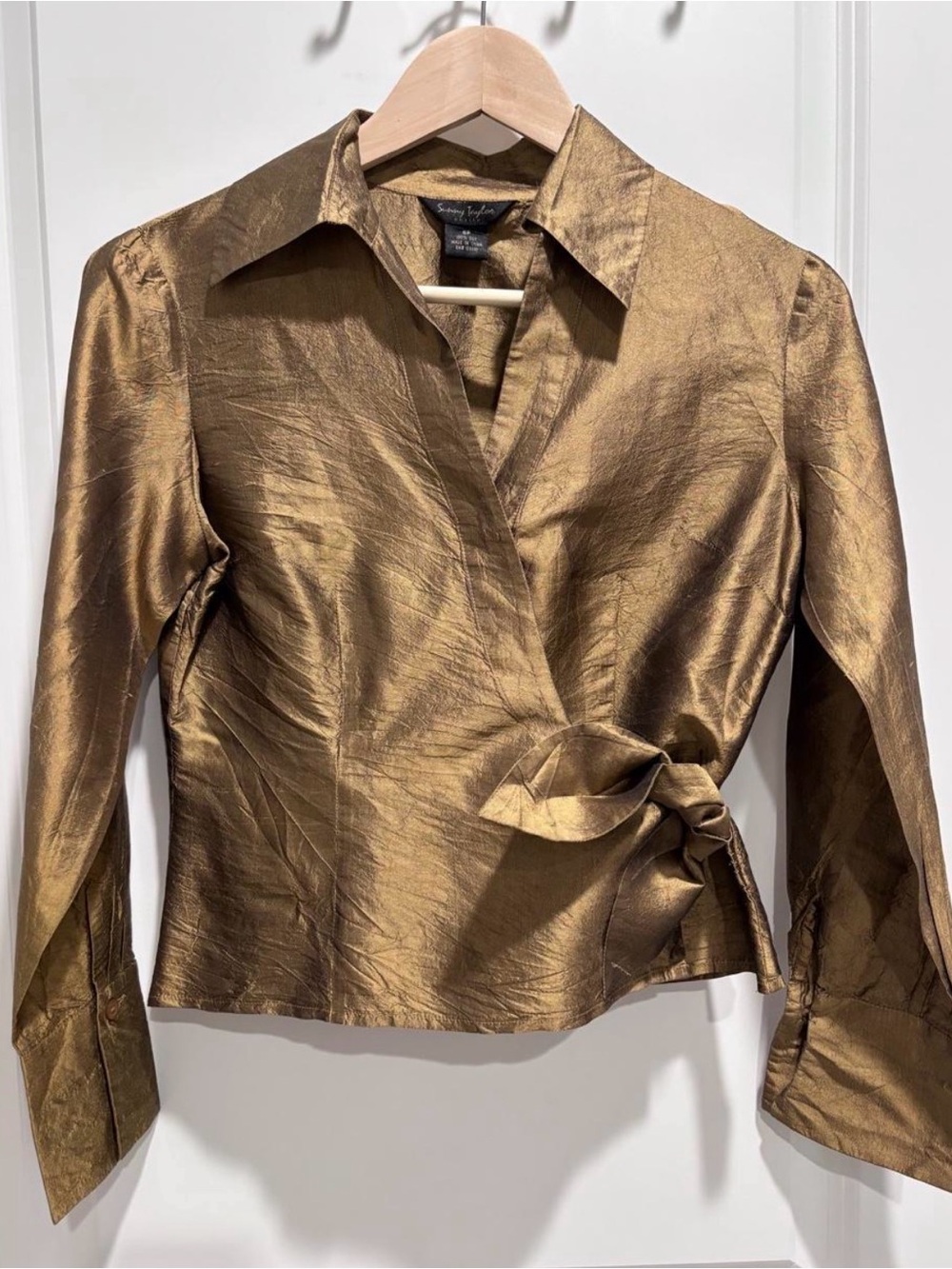 Sunny Taylor Metallic Bronze Wrap Shirt - Bronze